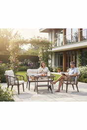 Hanah Home Manolya Conjunto de Jardín Marrón y Crema